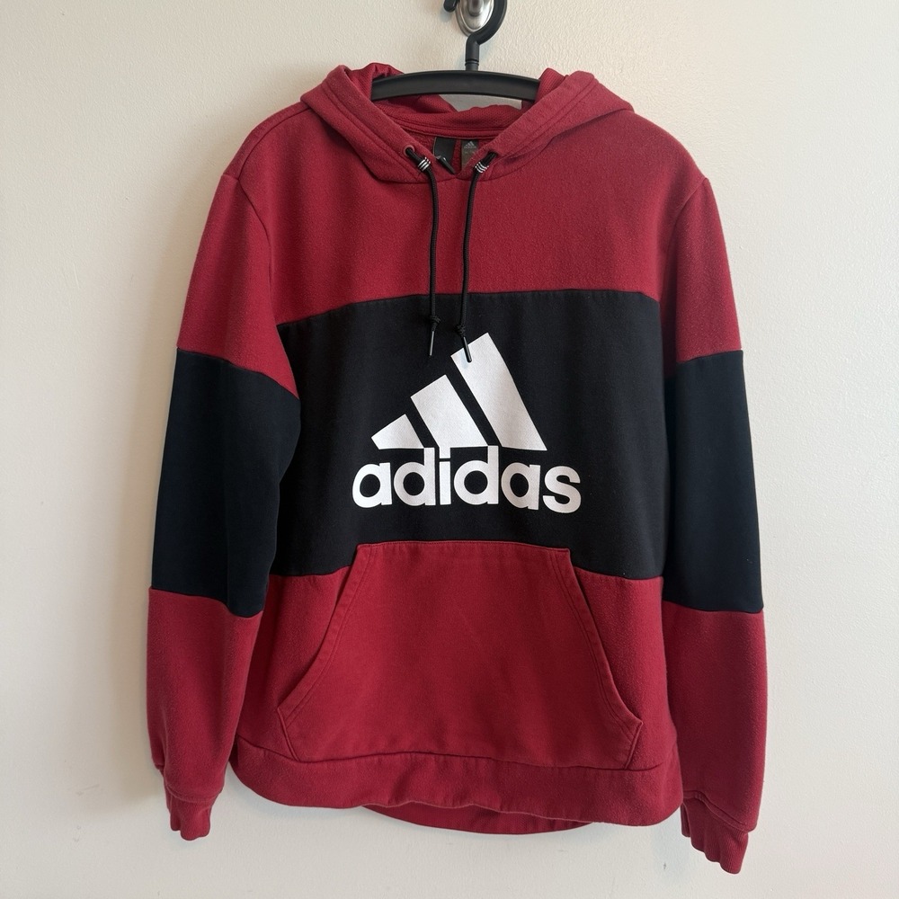 Adidas Mens Pullover Drawstring Hoodie Sz Large Athletic Sports Minimalist Basic